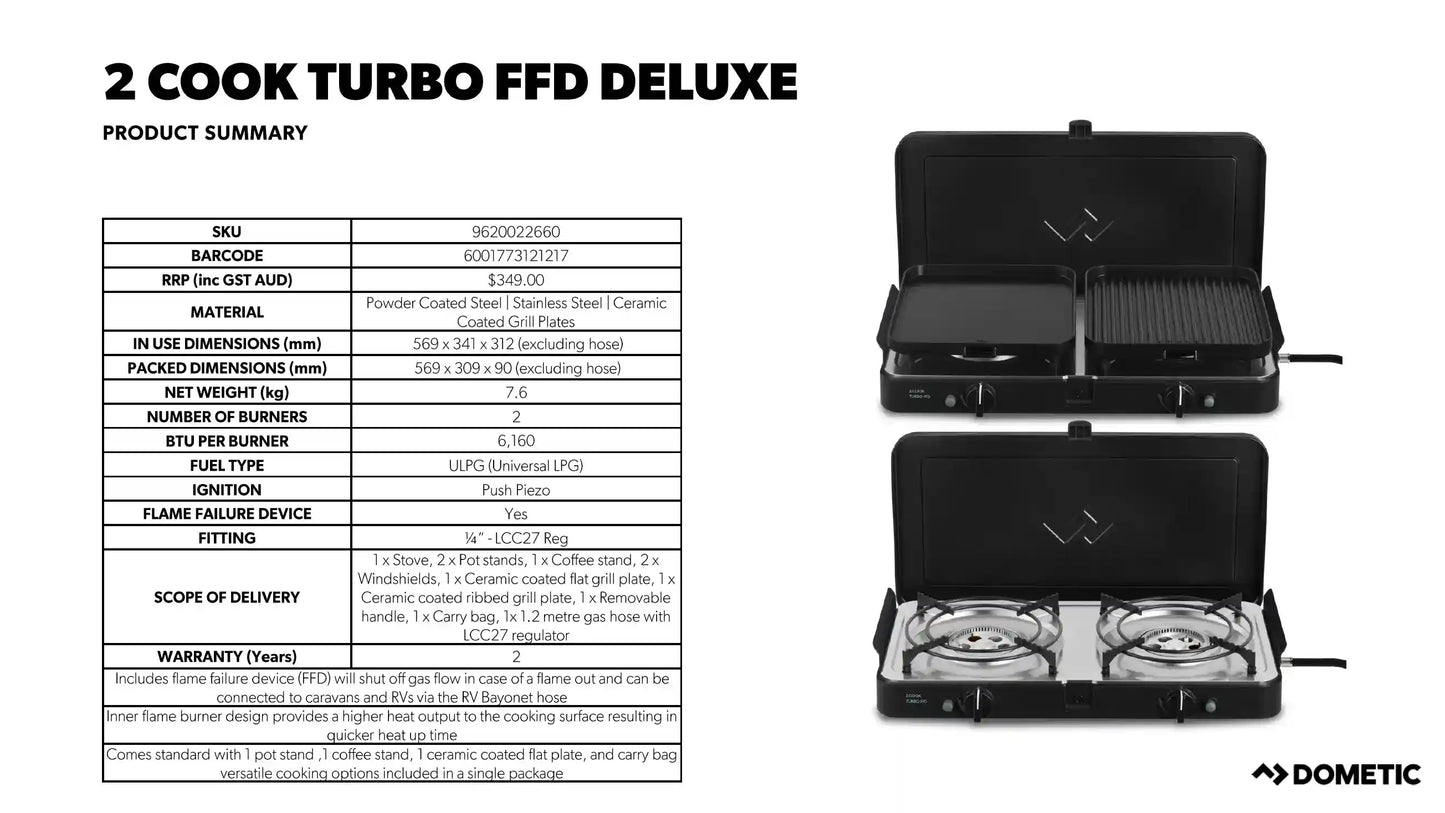 Dometic 2 Cooker Turbo FFD Deluxe Stove