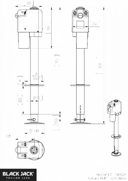 Black Jack Electric Trailer Jack – Master - with Wiring Harness