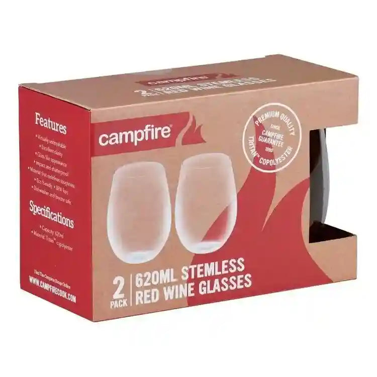 Campfire Tritan Stemless Red Wine 620ml 2 Pack