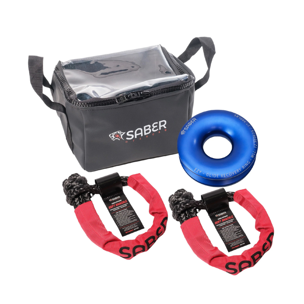Ezy Glide Recovery Ring Twin 18K Sheath Soft Shackles Kit with bag Saber Offroad