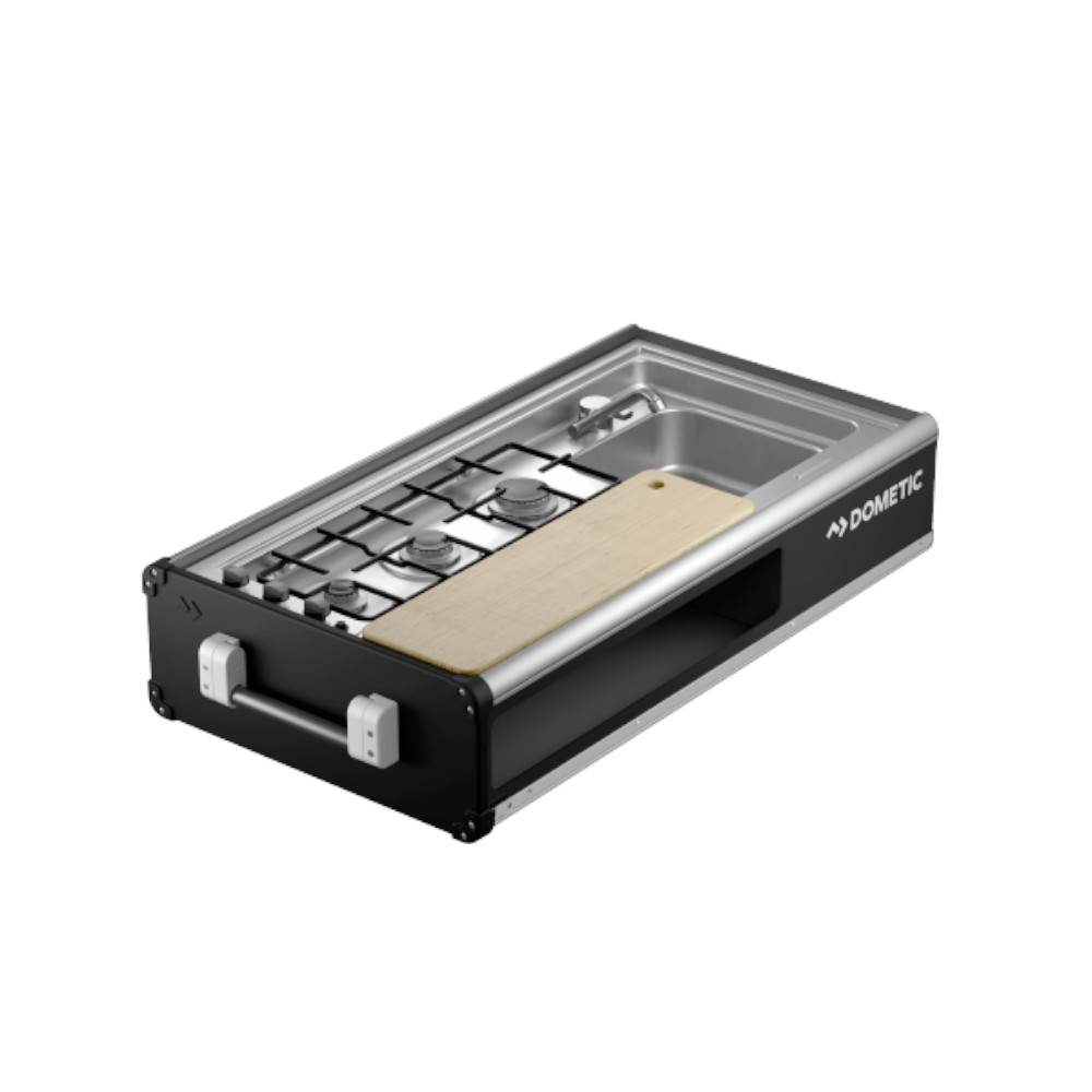 Dometic Slide Out Kitchen with 3‑burner cooktop, sink and benchtop for Caravan