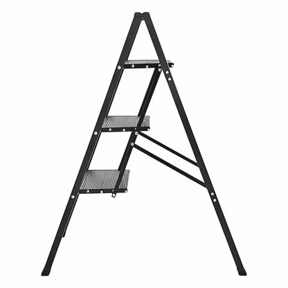 Caravan Step Ladder Folding 3 Step Black