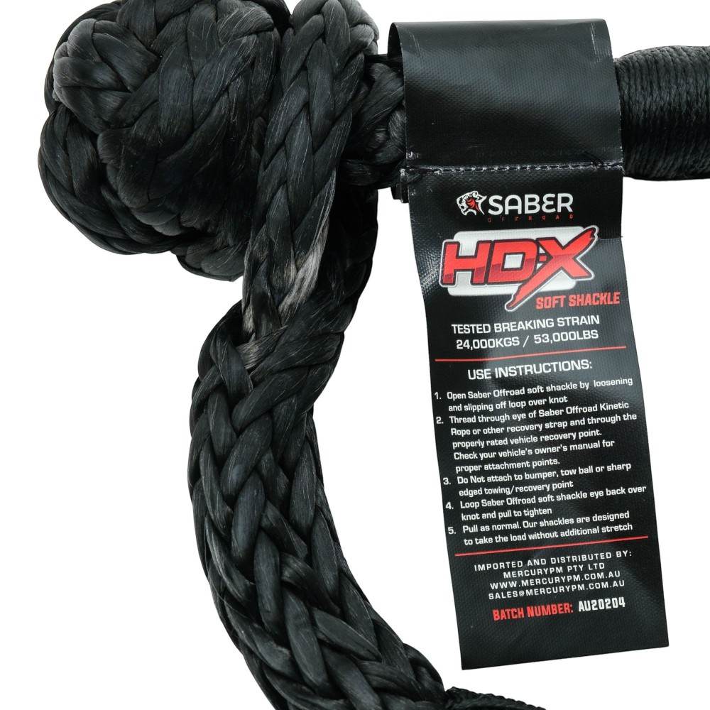 Saber 24,000KG HDX Technora Bound Soft Shackle — SBR-24KTBSSB