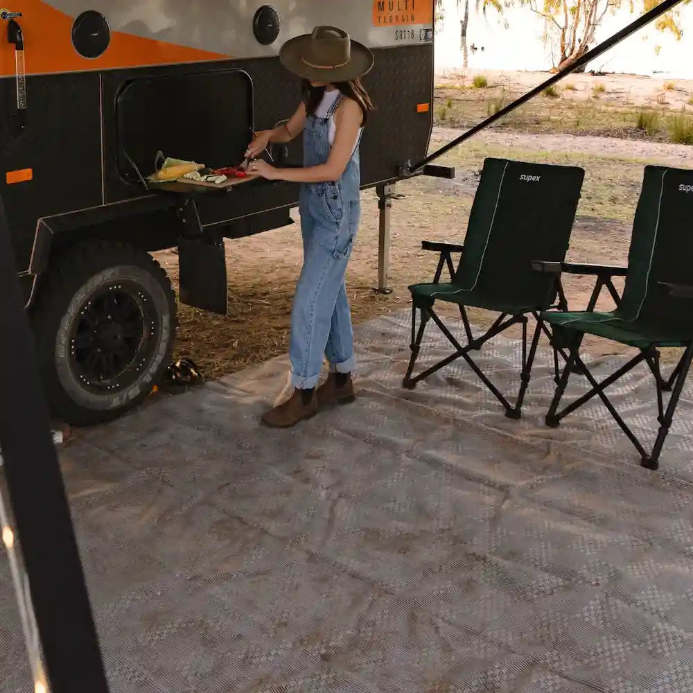 Caravan Annex Mat and Pegs 2.5M x 4M  Foam Mesh Breathable and Anti Slip Grey- with Free PEG Set
