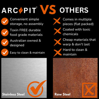 ArcPit 2-in-1 portable fire pit and outdoor BBQ - Standard Size