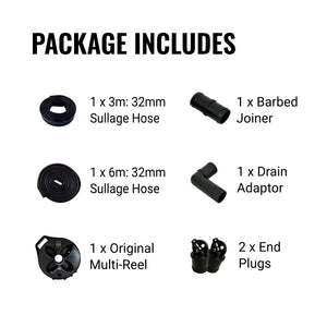Flat Out Sullage Hose 32mm x 9m Original Multi-Reel Matte Black