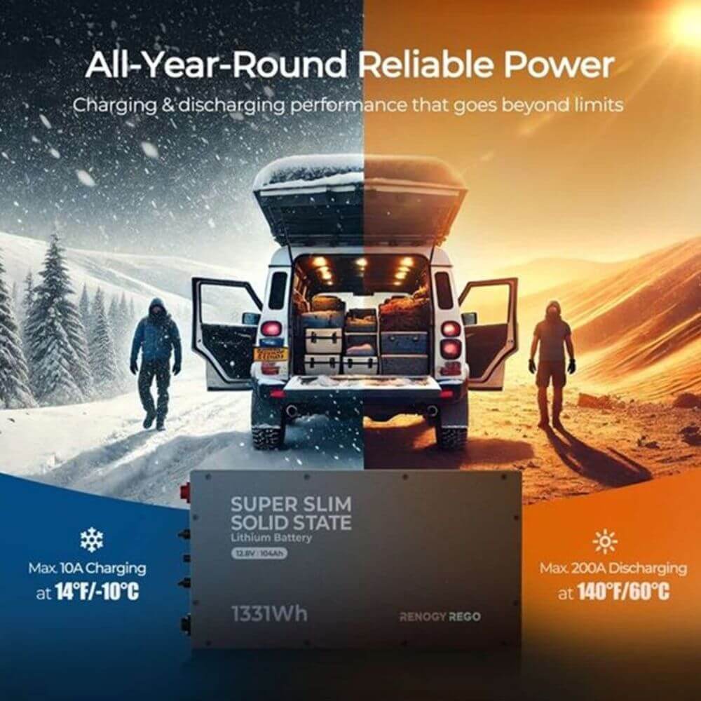 Renogy REGO 12.8V 104Ah slim solid state smart battery RBT12104LFP-SSL-BT-G1-AU