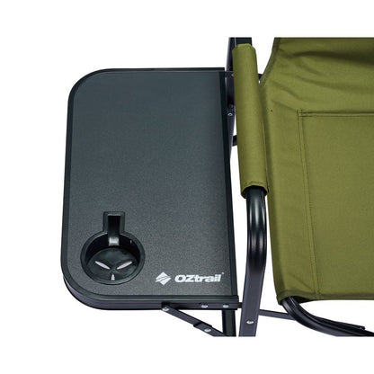 OZtrail Directors Classic Chair With Side Table Green