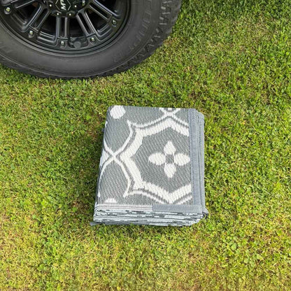 Caravan Camping Mat and Pegs Classic Grey White 1.8m x 2.74m - with Free PEG Set