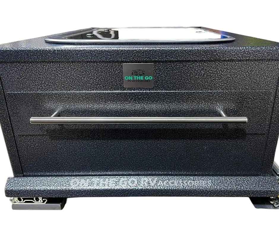 On The Go RV Slide Out Kitchen with Gas Cooktop 570mm X 1200mm