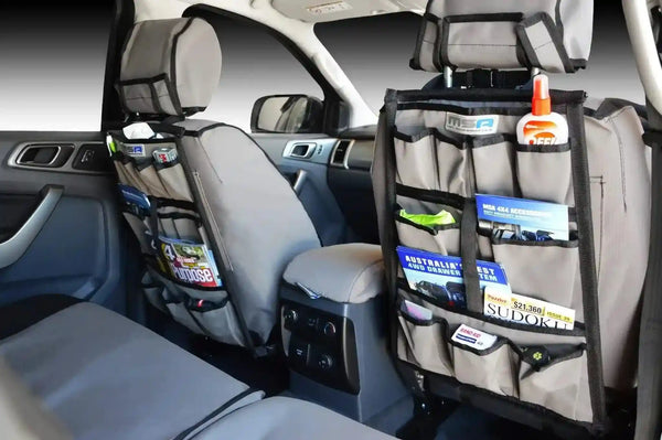 MSA 4x4 Seat Organiser – Heavy-Duty Canvas Car Storage - Everything Caravans