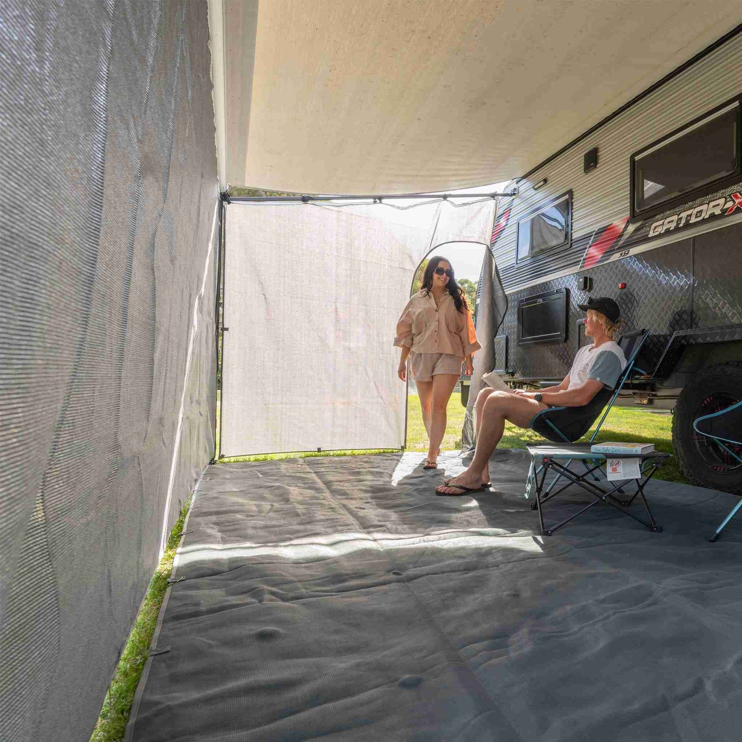 Cgear Grey Awning Privacy Screens 1.8M or 6Ft High Suits Fiamma Thule 14ft 4.5mm