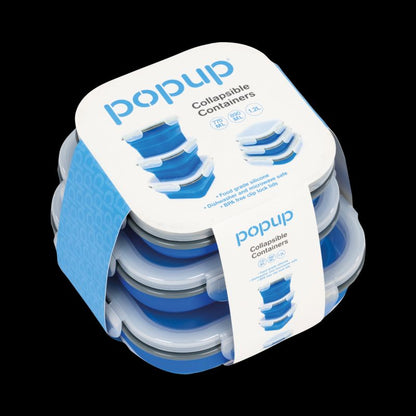Popup Food Containers Blue 3 Pack