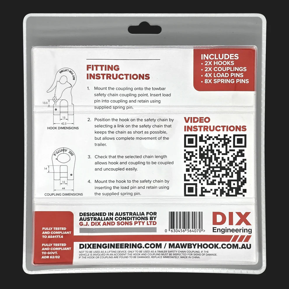Mawby Hook Safety Chain Coupling  - 1 Set