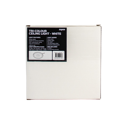 Supex Tri-Colour LED Ceiling Light 126mm in White