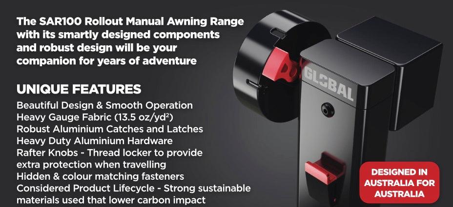 Global Heritage SAR1 Manual Roll Out Awning 17ft Black - Everything Caravans