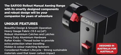 Global Heritage SAR1 Manual Roll Out Awning 17ft Black - Everything Caravans