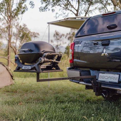 BBQARM KIT 850mm Large Alum Chequerplate for Vehicle Tow-Hitch