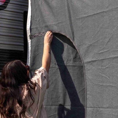 Cgear Grey Awning Privacy End Walls Angled End Drop with Zipper Door