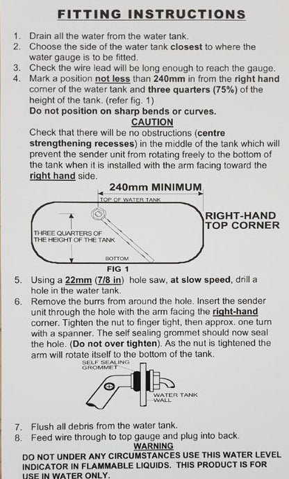 RV Electronics Water Tank 7.5 Meter Lead Sender Probe