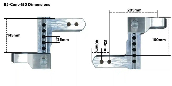 Black Jack Centurion Adjustable Hitch 150mm - Everything Caravans