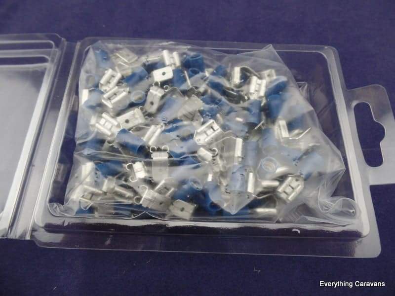 Blue 6.3mm Female Spade+Tab Crimp Pk 100