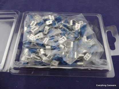 Blue 6.3mm Female Spade+Tab Crimp Pk 100