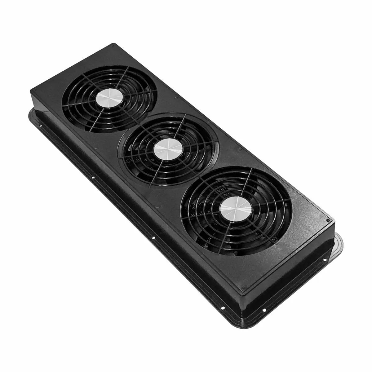 12V Caravan Fridge Vent with Triple Fans Black 480mm