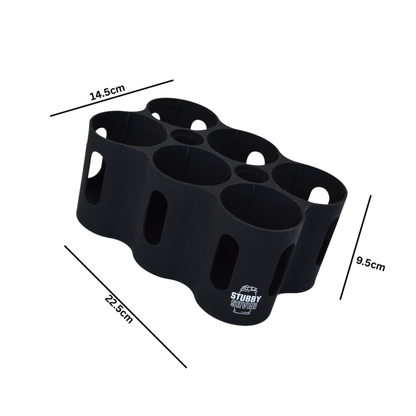 StubbySaver 6 Pack Holder Black High-Grade Silicone Protection for Cans Bottles