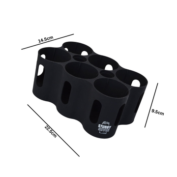 StubbySaver 6 Pack Holder Black High-Grade Silicone Protection for Cans Bottles