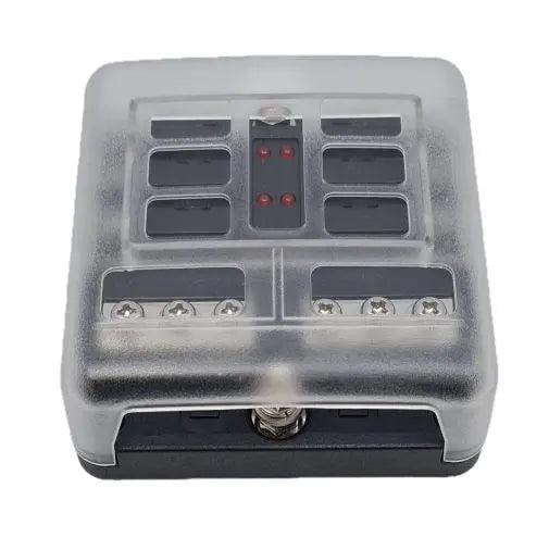 6 Way Fuse Box with Blown Fuse Led and Negative Busbar - Everything Caravans