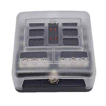 6 Way Fuse Box with Blown Fuse Led and Negative Busbar - Everything Caravans