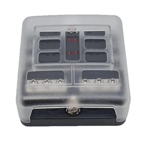 6 Way Fuse Box with Blown Fuse Led and Negative Busbar Power Science