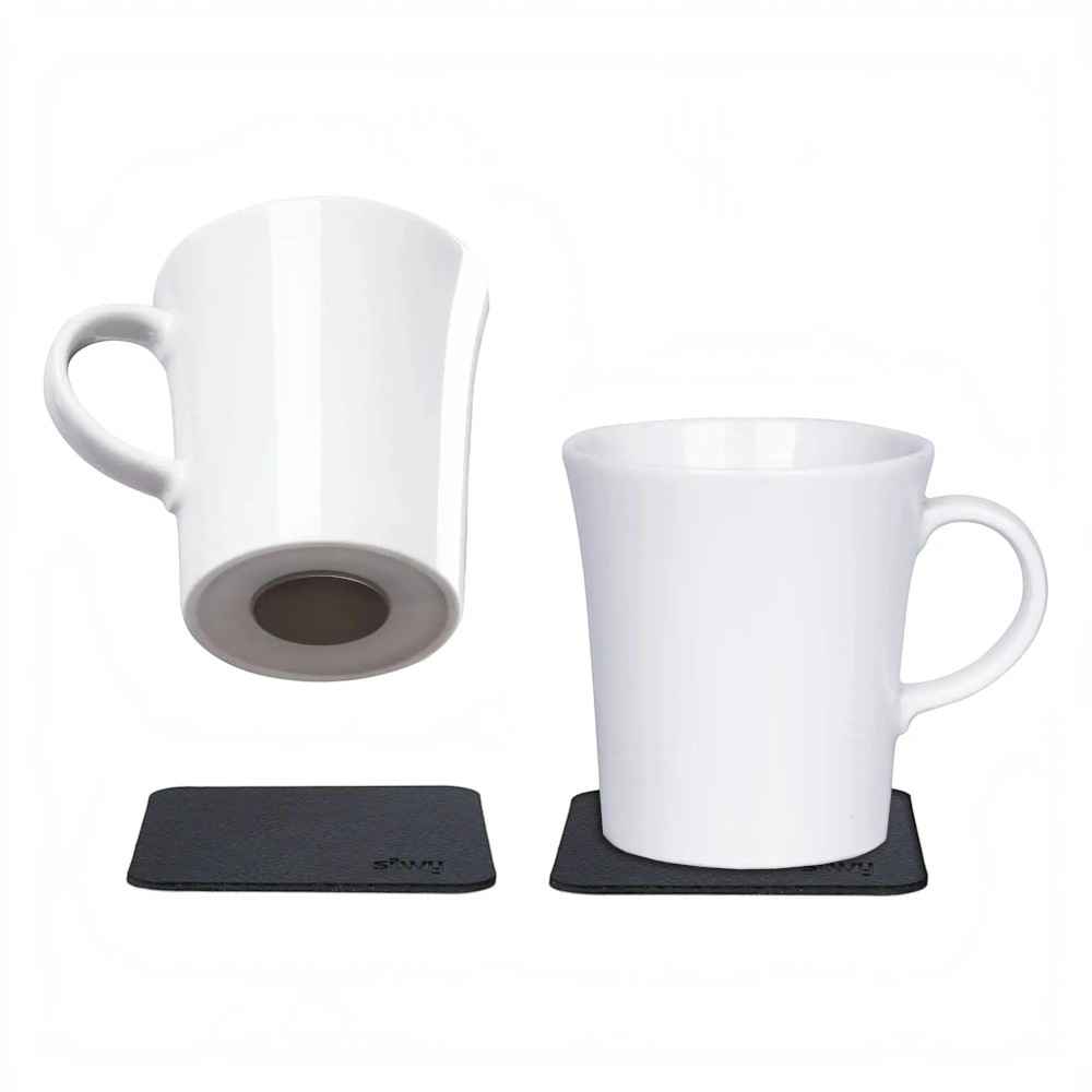 Porcelain Magnetic Handle Cups - Pads in BLACK - by Silwy