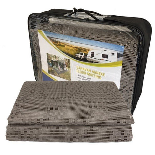 Caravan Annex Mat and Pegs 2.5M x 3.0M Foam Mesh Breathable and Anti Slip Grey - Free PEG Set