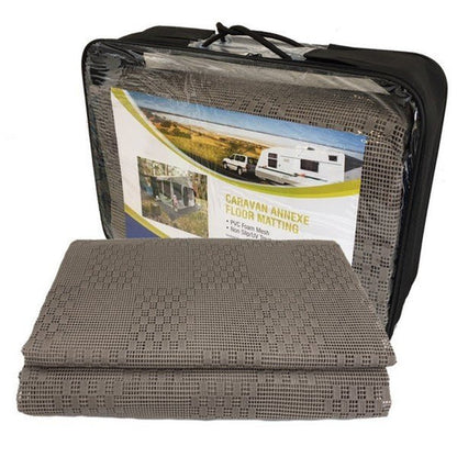 Caravan Annex Mat and Pegs 2.5M x 3.0M Foam Mesh Breathable and Anti Slip Grey - Free PEG Set