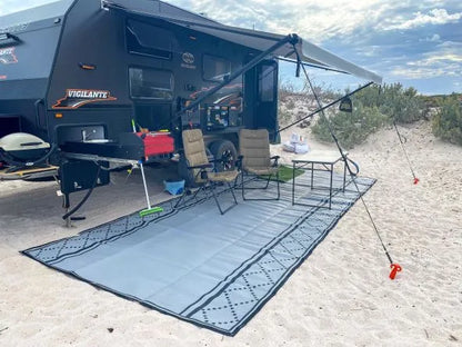 Caravan Camping Mat and Pegs Classic Style Charcoal Grey 5m x 2.4m - with Free PEG Set