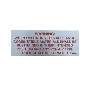 66-CIP-VS Stove Decal for Poptop Caravan Consumer instruction Sticker