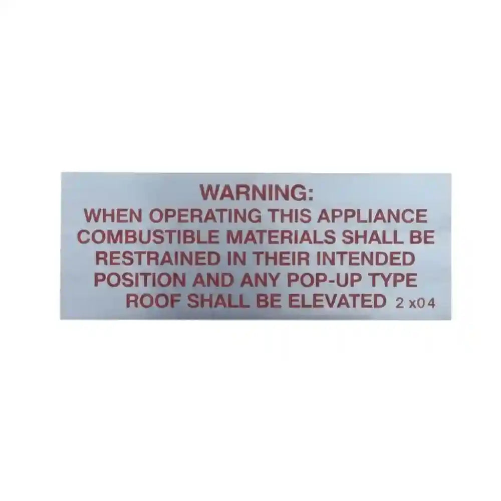 Stove Decal for Poptop Caravan Consumer instruction Sticker