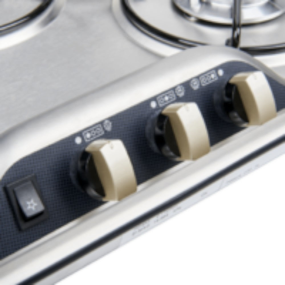 Dometic PI8023 three burner gas stove with safety glass lid for RV Cooking