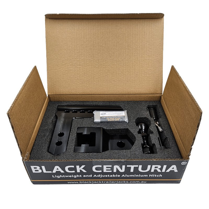 Black Jack Centuria Adjustable Hitch 200mm 3.5t Alloy - Black