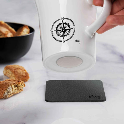 Porcelain Magnetic Handle Cups Travel Lust - Pads in BLACK - by Silwy
