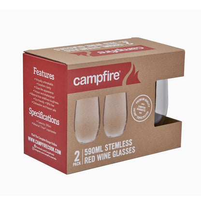 Campfire Tritan Stemless Red Wine 590ml 2 Pack