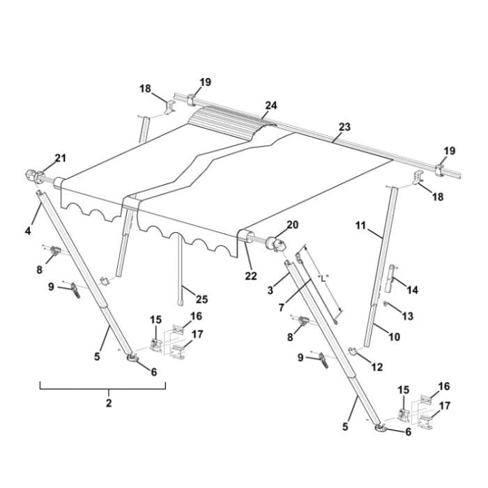 Carefree White Main inner Arm for Universal and Poptop Hardware