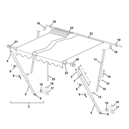 Carefree White Main inner Arm for Universal and Poptop Hardware