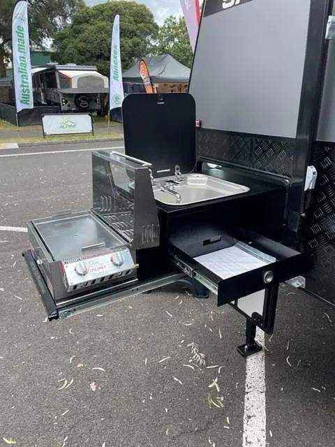 BBQ Slide Combo 600mm wide Royale Tunnel Boot Draw Slide - Everything Caravans