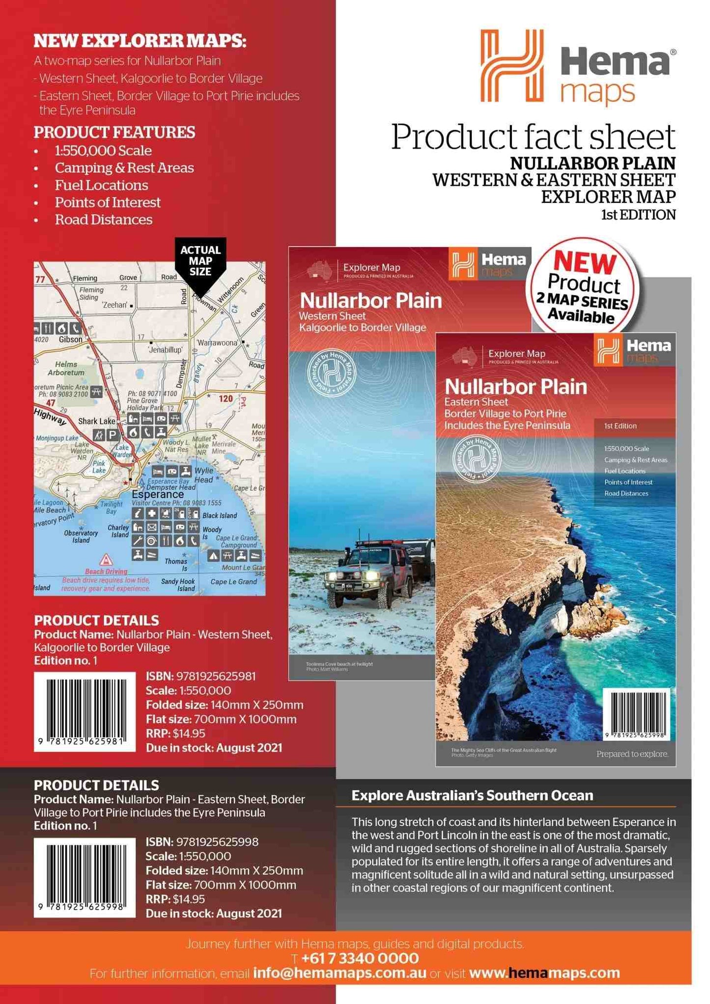 Hema Nullarbor Plain - Eastern Map - Border Village to Port Pirie