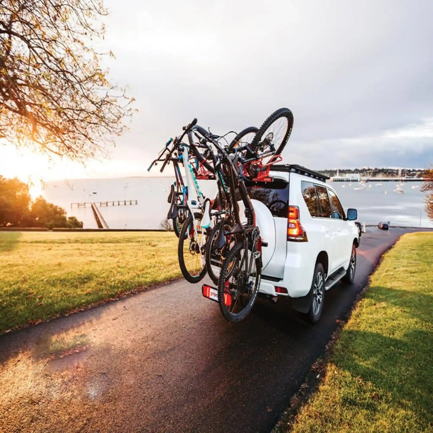 Gripsport Versa 1.4 Standard Hitch 4 Bike Vertical Rack for vehicles with spare tyre
