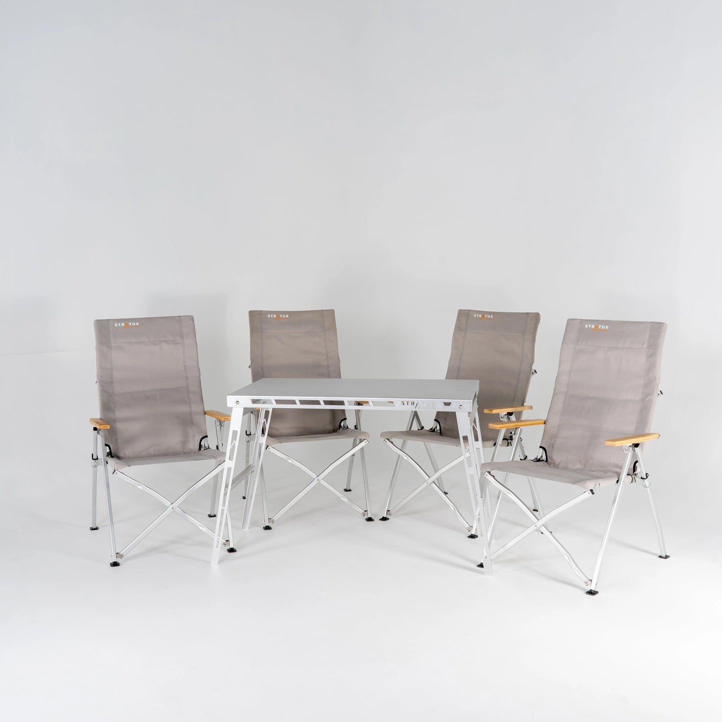 Stratus Outdoor Table and Chair Bundle for 4 in Sand - Everything Caravans