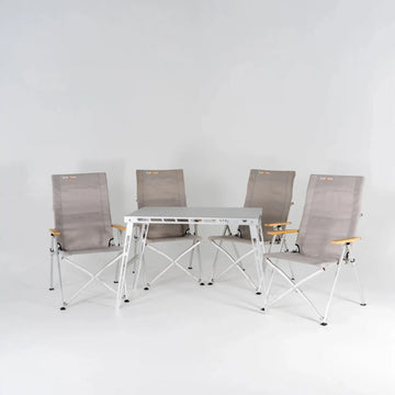 Stratus Outdoor Table and Chair Bundle for 4 in Sand - Everything Caravans